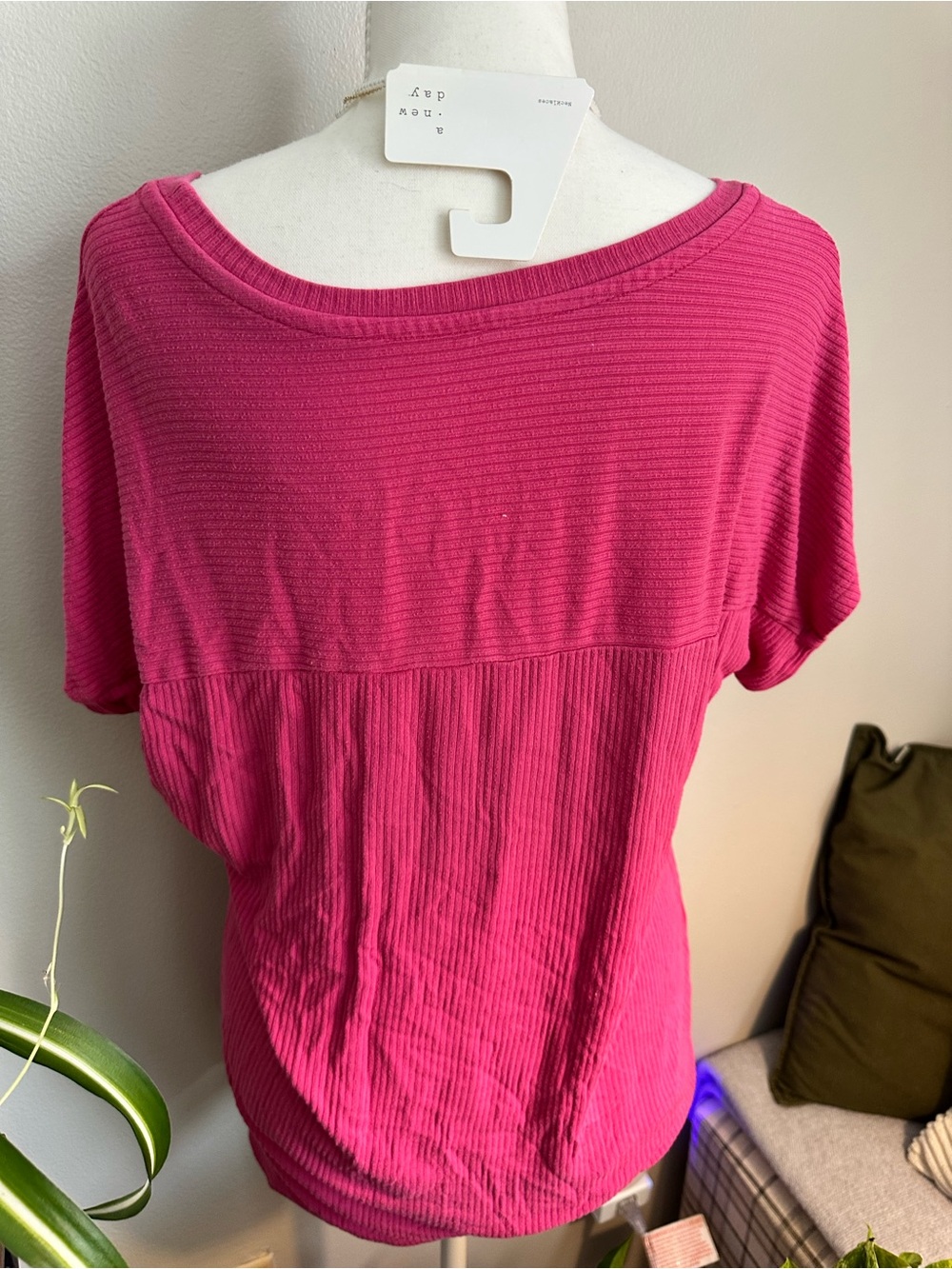 Felina Hot Pink Ribbed Scoop Neck Tunic - Picture 3 of 4